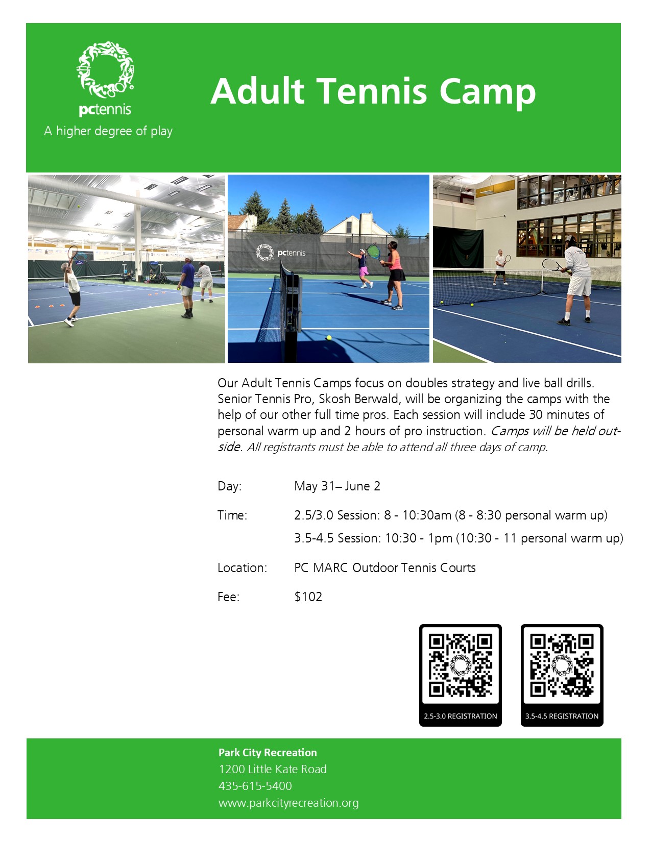 Adult Tennis Summer Camps